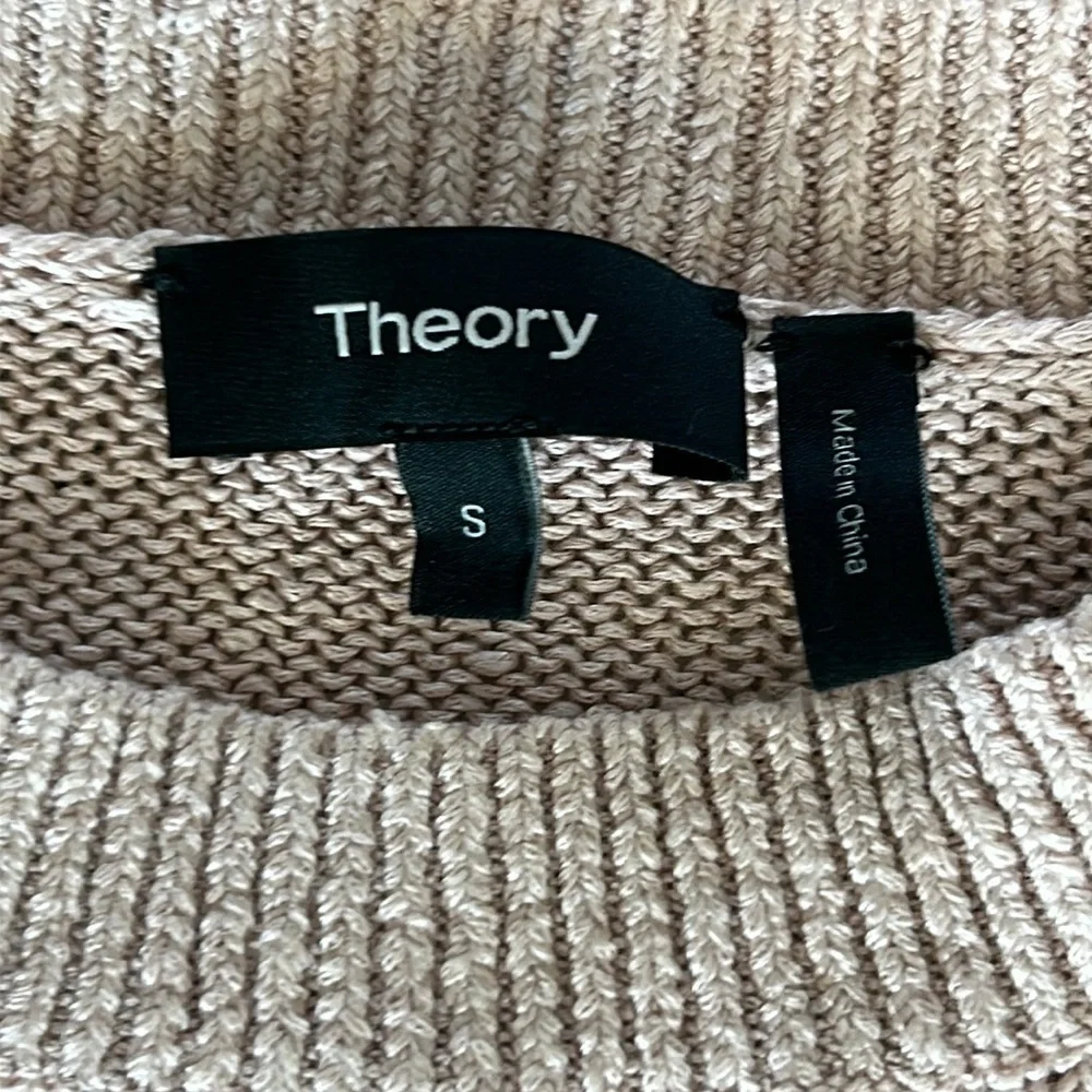 Theory Linen blend pink crew neck sweater size small